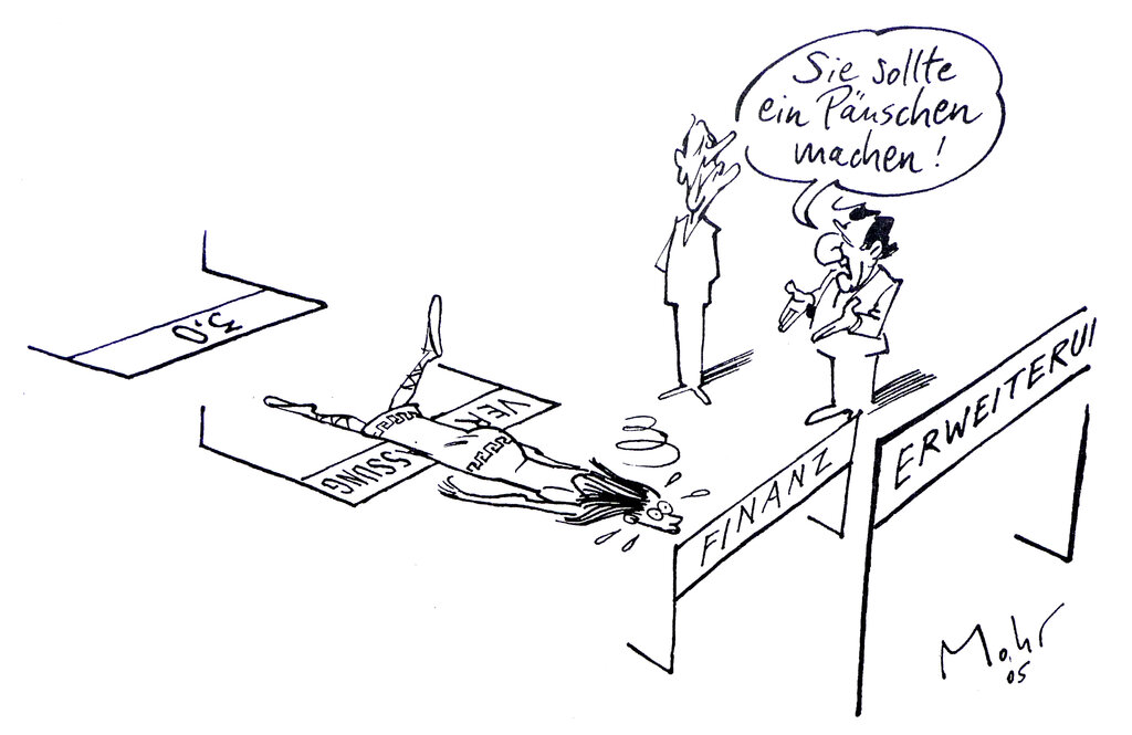 Karikatur von Mohr über die Folgen des Scheiterns des europäischen Verfassungsvertrags (20. Juni 2005)