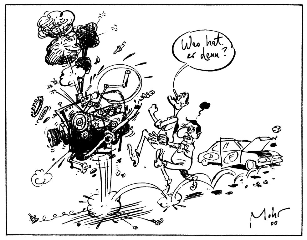 Karikatur von Mohr über die Spannungen im deutsch-französischen Duo auf der Europäischen Ratstagung von Nizza (12. Dezember 2000)