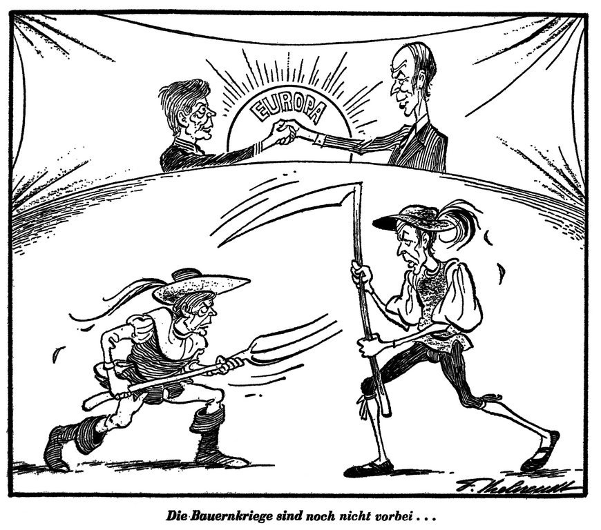 Cartoon by Köhler on the question of the CAP (30 September 1974)