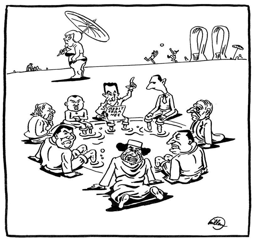 Karikatur von Willem zum Vorhaben von Nicolas Sarkozy für eine Mittelmeerunion (11. Juli 2008)