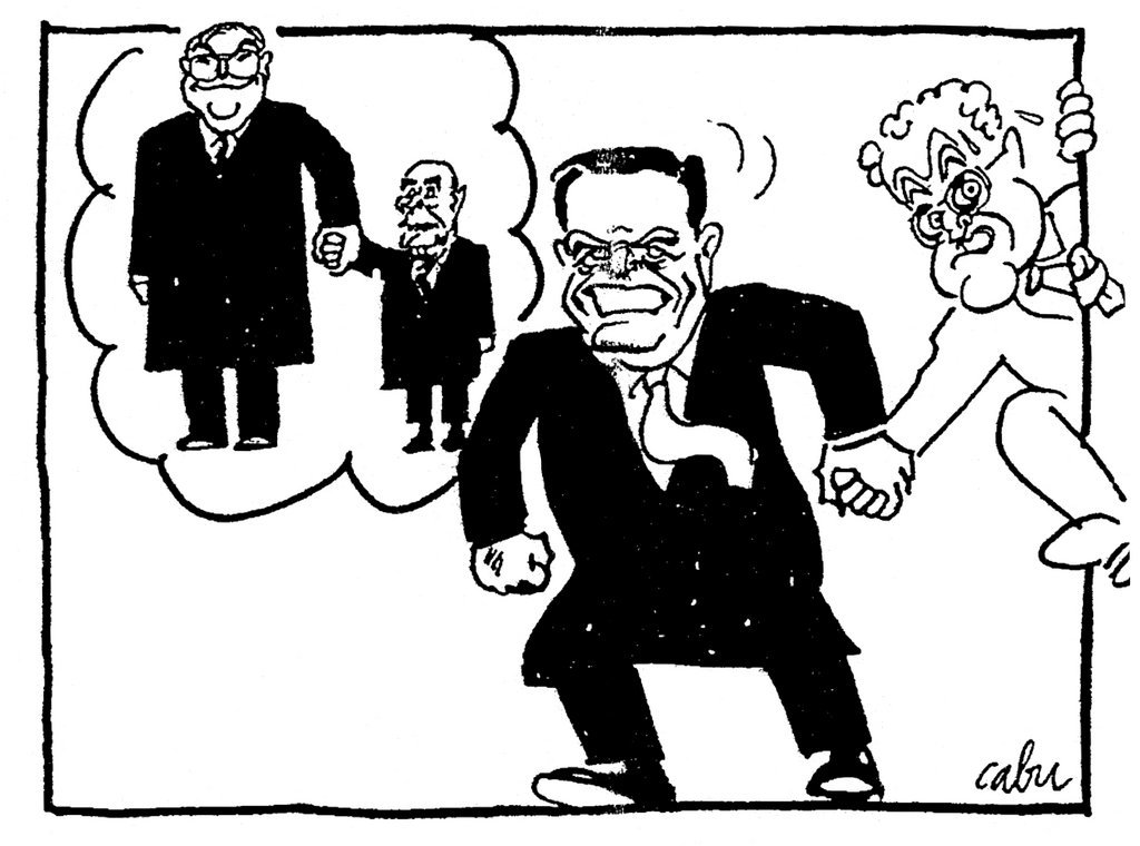 Cartoon by Cabu on the difficult relations between France and Germany (21 October 1998)