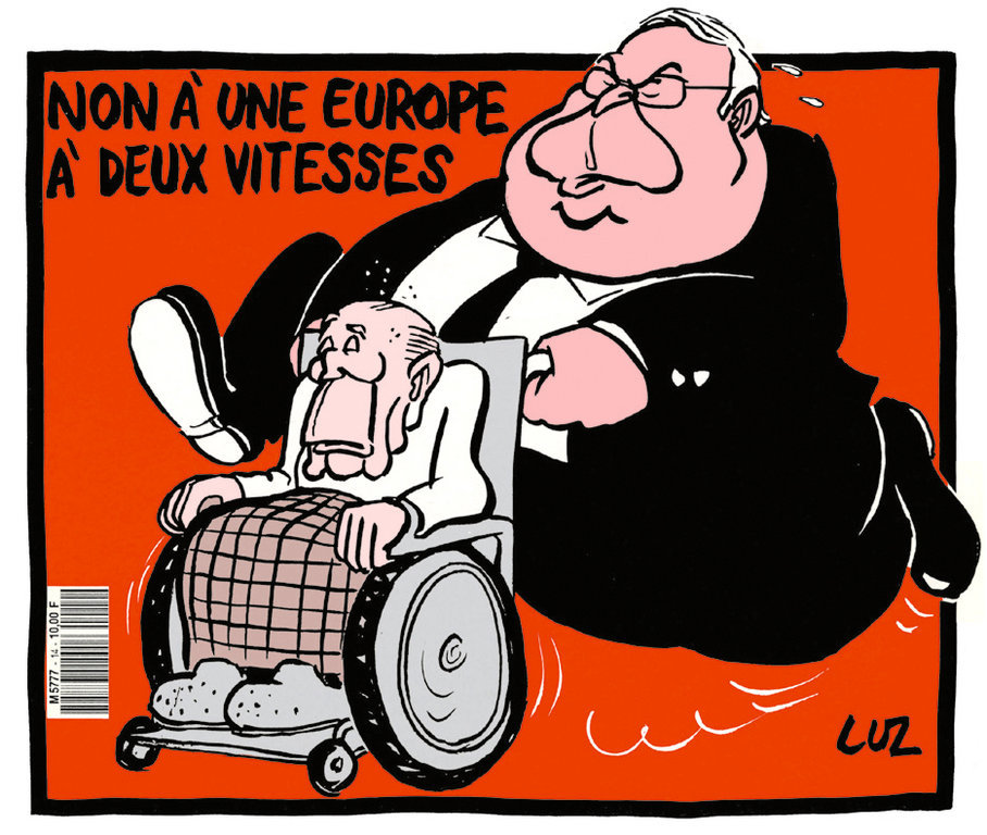 Karikatur von Luz zur Angst vor einem Europa der zwei Geschwindigkeiten (30. September 1992)