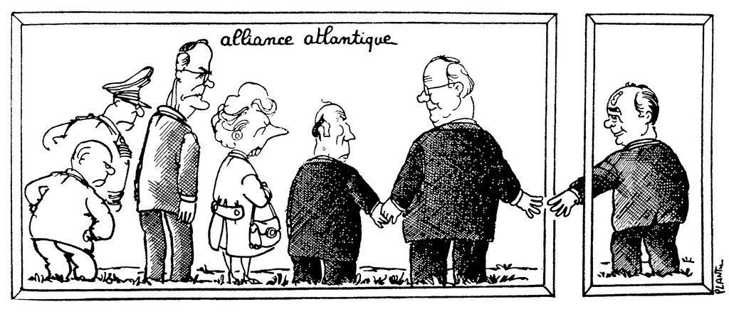 Karikatur von Plantu zur Annäherung zwischen der Bundesrepublik Deutschland und der UdSSR (30. Mai 1989)