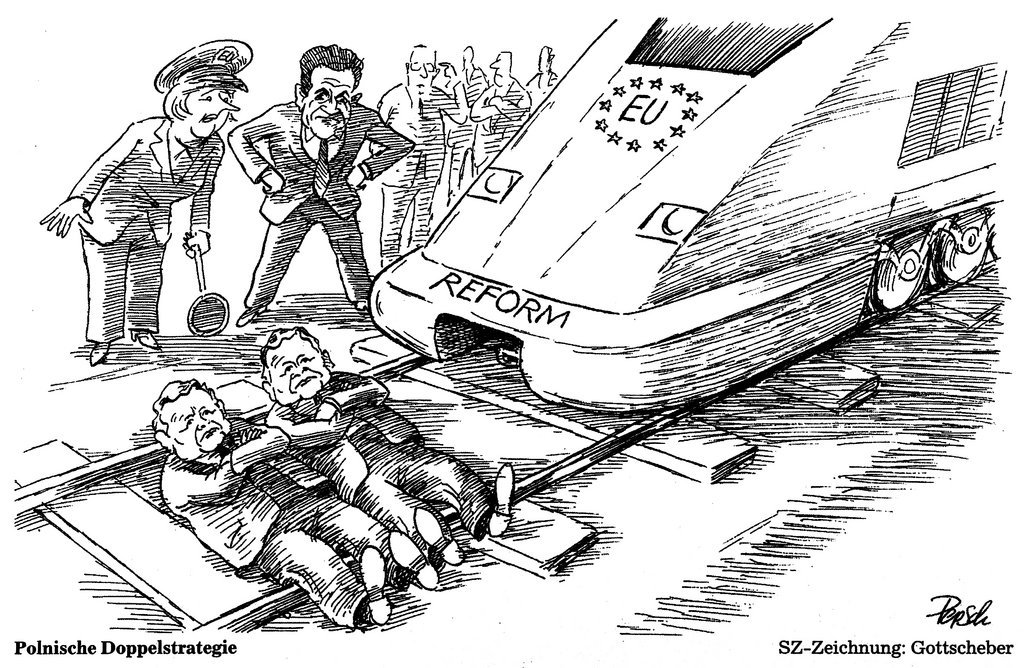 Caricature de Gottscheber sur le blocage de la réforme institutionnelle de l'UE (13 juin 2007)