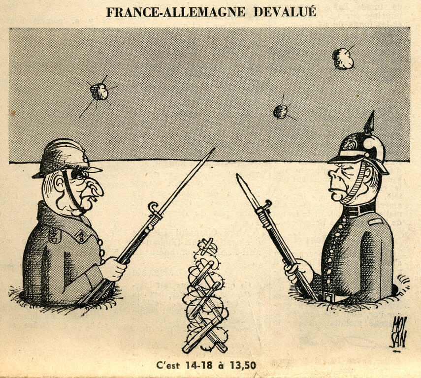 Cartoon by Moisan on monetary turbulence (25 August 1971)