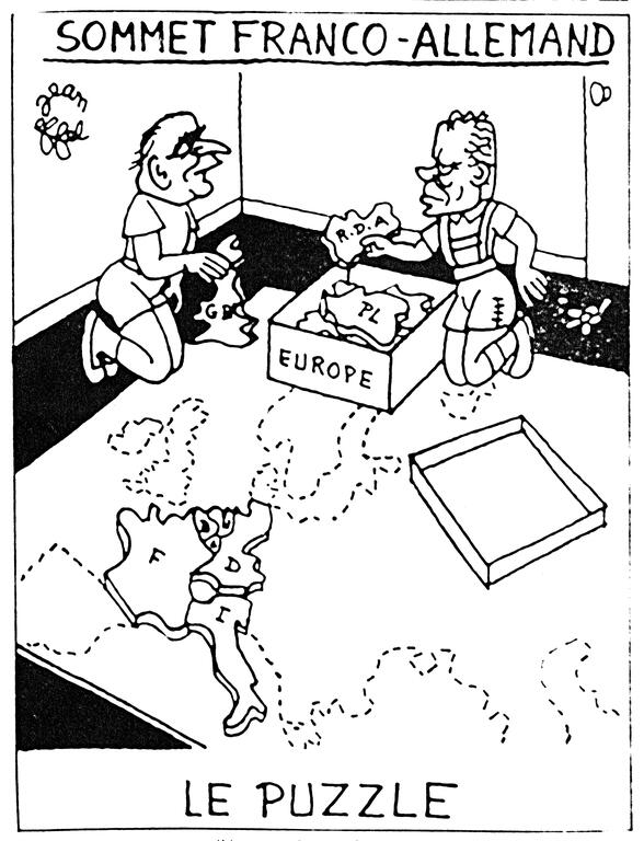 Cartoon by Effel on the priorities of West German foreign policy (4 July 1970)