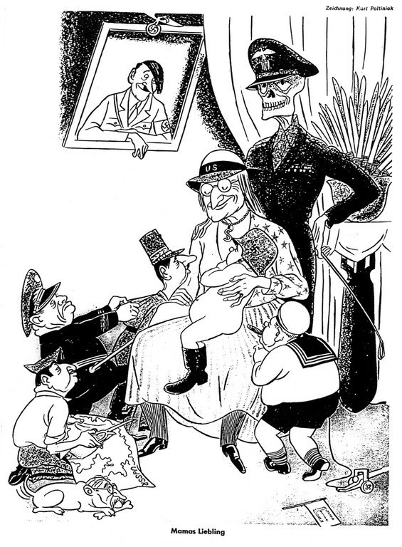 Karikatur von Poltiniak zur Zukunft Nachkriegsdeutschlands (1. September 1951)
