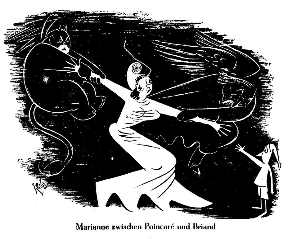 Karikatur von Hicks zur Zukunft der deutsch-französischen Beziehungen (2. November 1950)