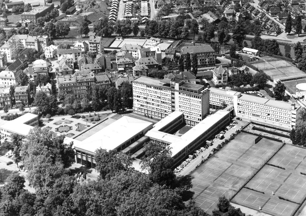 Aerial view of the Council of Europe buildings in Strasbourg