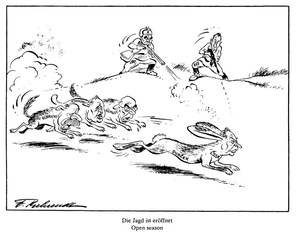 Cartoon by Behrendt on the Prague Spring (1968)
