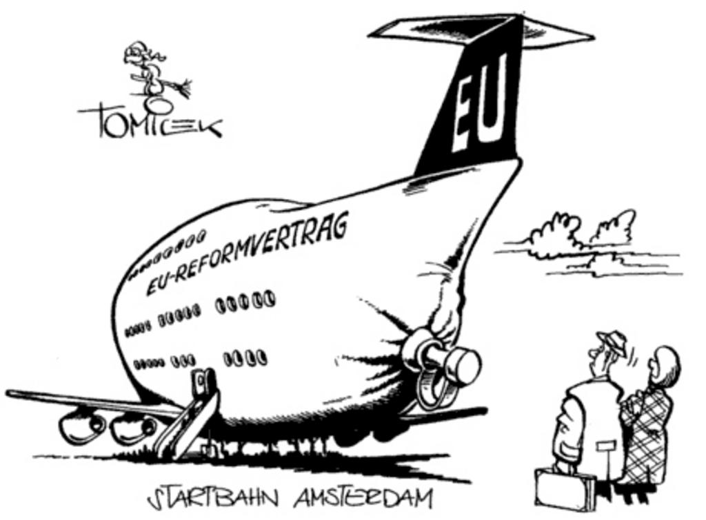 Caricature de Tomicek sur le traité d'Amsterdam (1997)