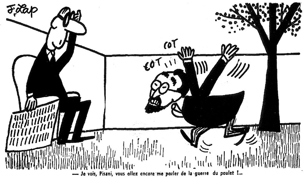 Cartoon by Lap on the Chicken War between the United States and the EEC (10 August 1963)