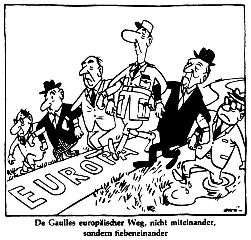 Karikatur von Ekö zur Europapolitik von General de Gaulle (7. September 1960)