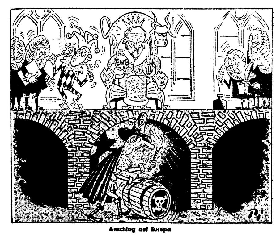 Cartoon by Pi on de Gaulle and Europe (10 September 1960)