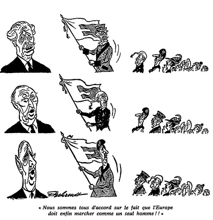 Caricature de Behrendt sur De Gaulle et l'Europe (15 août 1960)