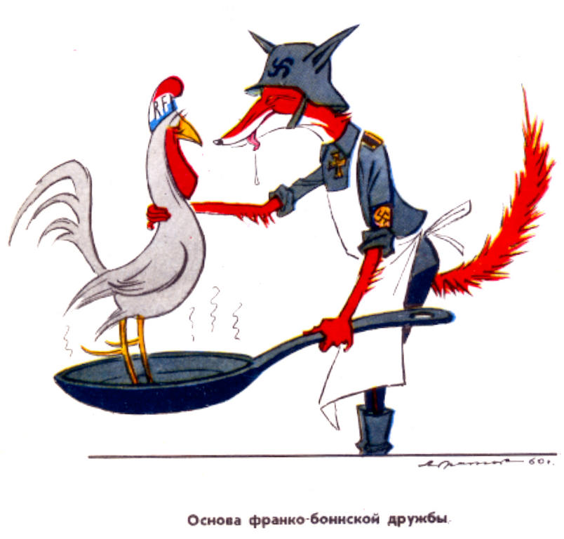 Cartoon by Abramov on the Franco-German Treaty of Friendship (10 December 1960)