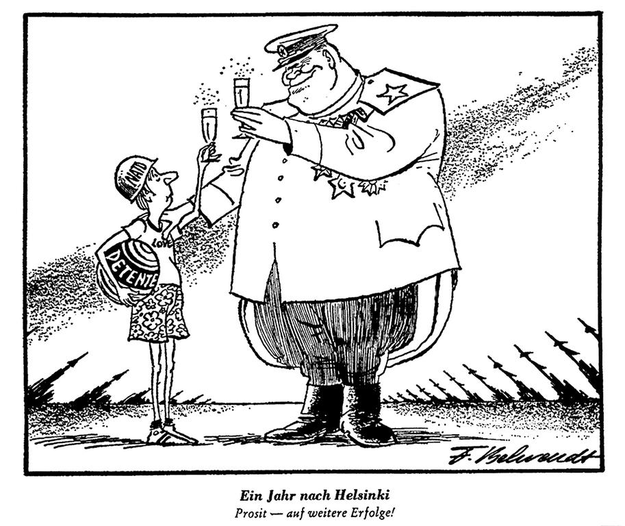 Cartoon by Behrendt on East-West policy (9 August 1976)
