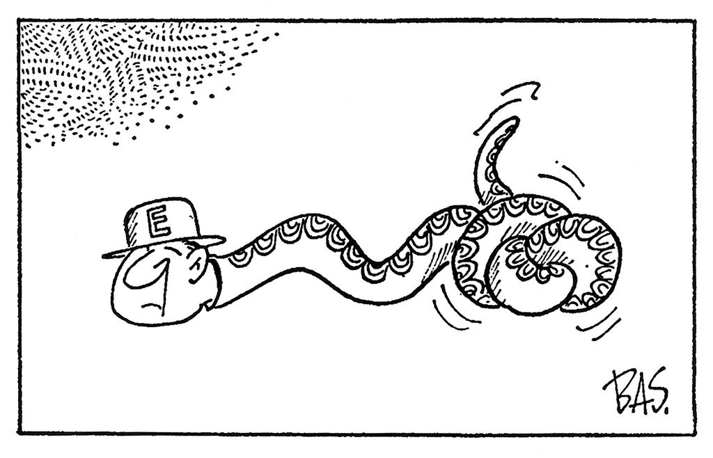 Cartoon by Bas on the crisis of the European monetary snake (20 March 1976)