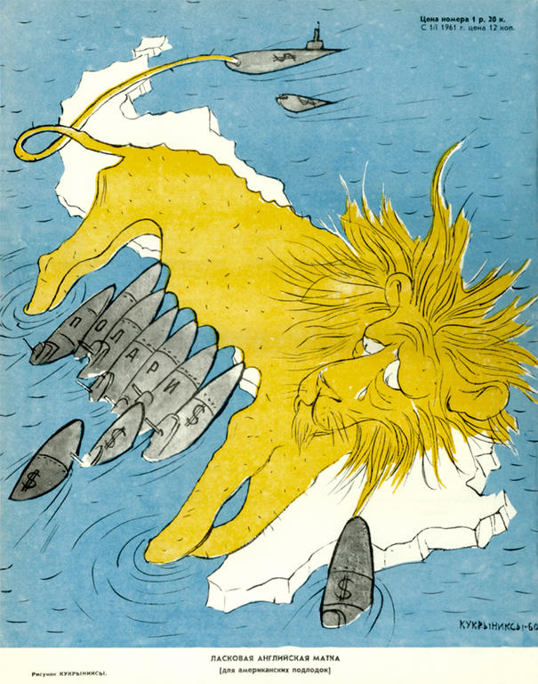 Cartoon by Kukryniksy on the United Kingdom and the Polaris missiles (20 December 1960)