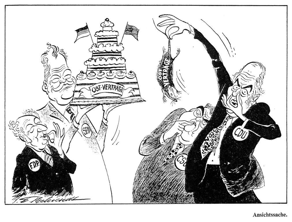 Cartoon by Behrendt on the Ostpolitik (1972)
