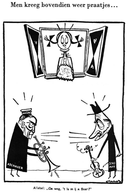 Cartoon by Opland on the Saar question (21 January 1950)