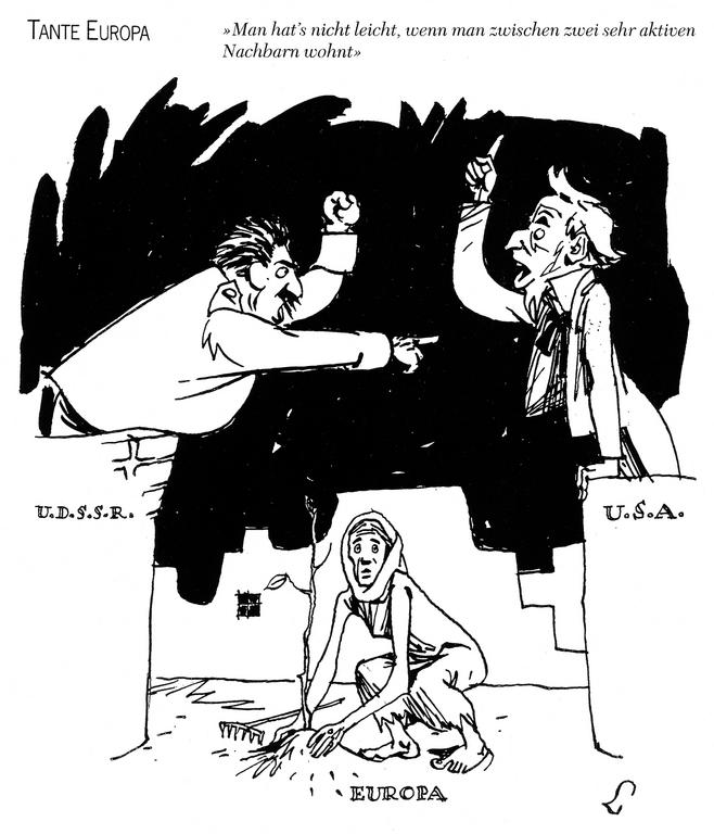 Caricature de Lang sur l'Europe d'après-guerre (25 novembre 1947)