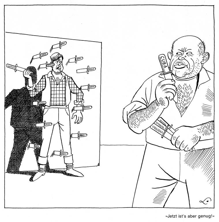 Cartoon by Lang on the Cuban Crisis (1962)
