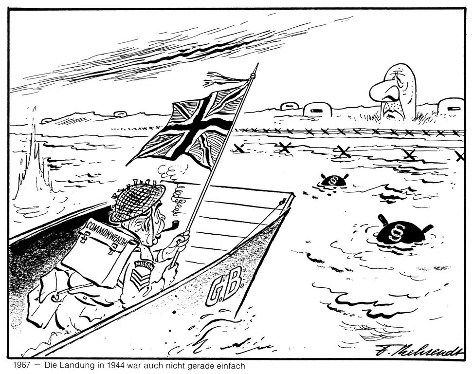 Caricature de Behrendt sur la demande d'adhésion britannique à la CEE (1967)