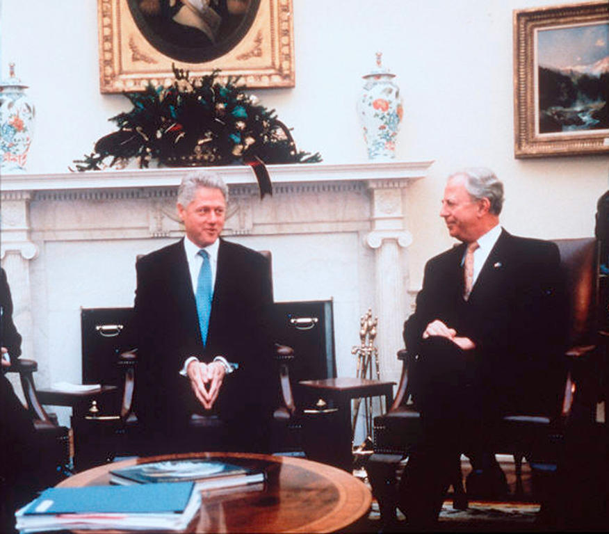 Bill Clinton et Jacques Santer (Washington, 1997)