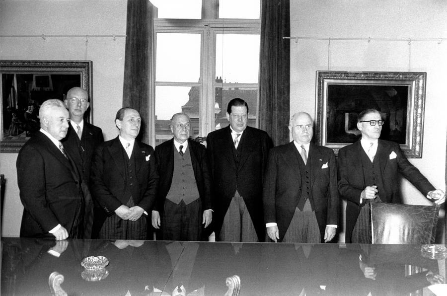 Judges during the first formal sitting of the ECSC Court of Justice in Luxembourg (10 December 1952)