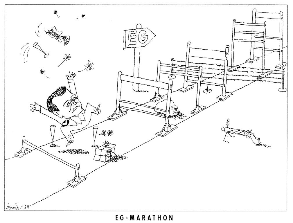 Karikatur von Ironimus zum Beitritt Österreichs zu den Europäischen Gemeinschaften (1989)