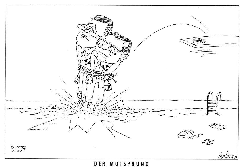 Cartoon by Ironimus on Austria’s participation in the European Economic Area (1992)