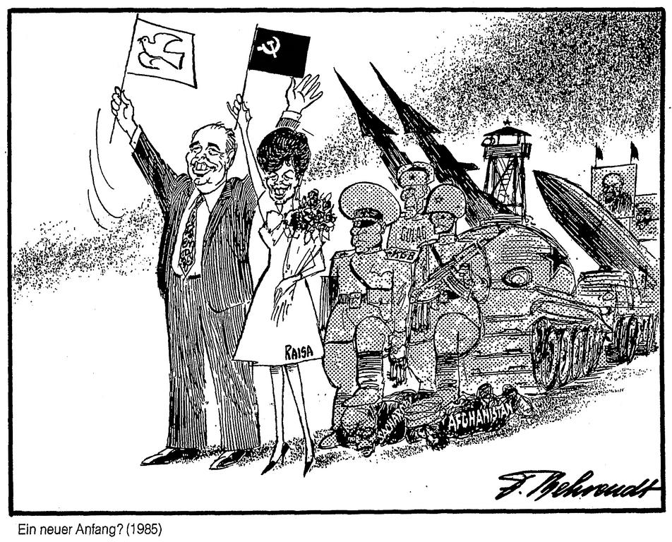 Cartoon by Behrendt on Mikhail Gorbachev (1985)