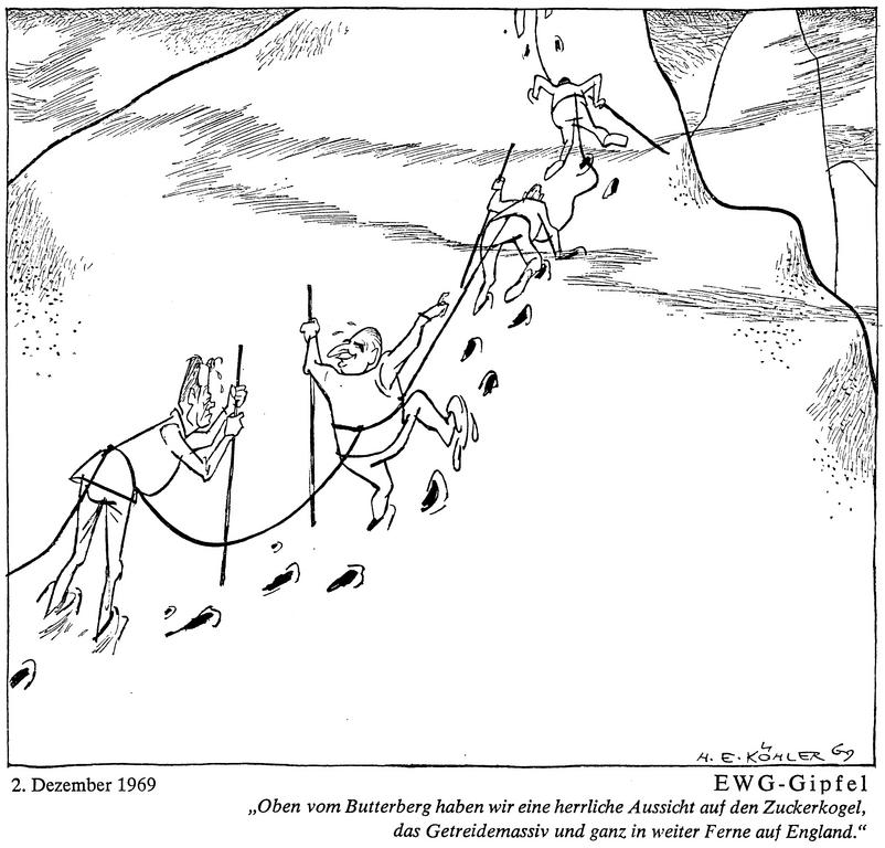 Caricature de Köhler sur la relance de la construction européenne (2 décembre 1969)