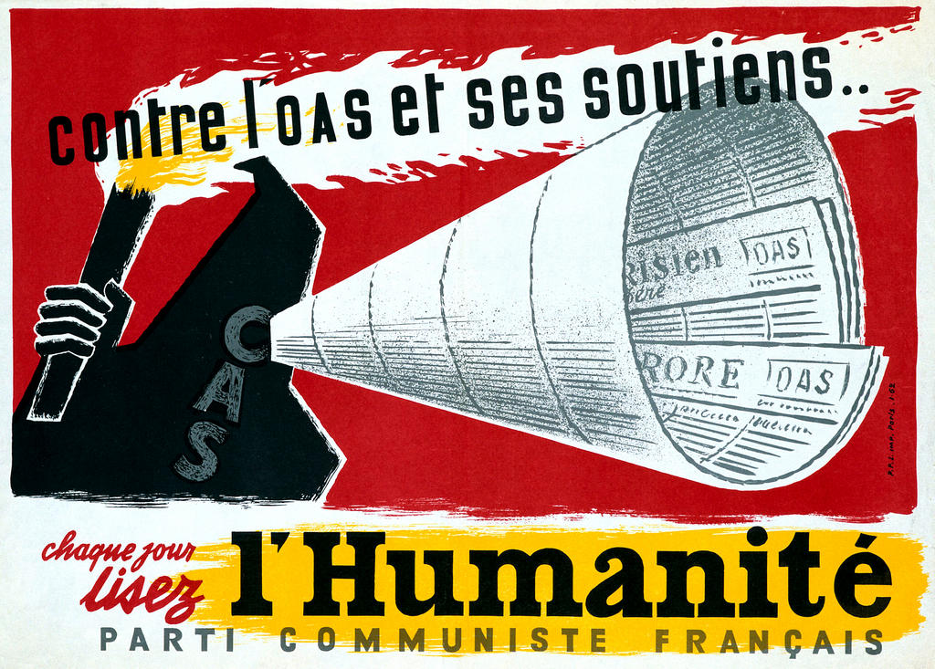 Poster published by the <i>Humanité</i> newspaper against the OAS in 1962.