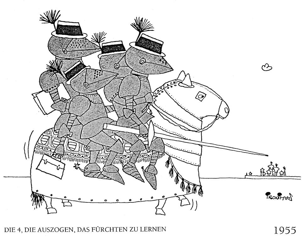 Caricature d'Ironimus sur les négociations du traité d'État (1955)