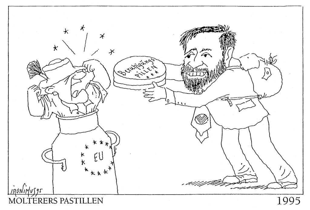 Cartoon by Ironimus on the discontent of Austrian farmers (1995)