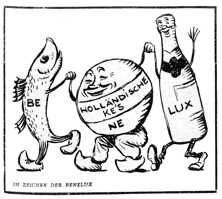 Karikatuur van de Benelux, door Simon (23 maart 1948)