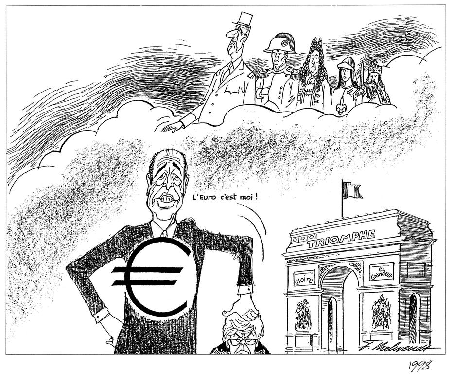 Caricature de Behrendt sur la France et l'euro (1998)