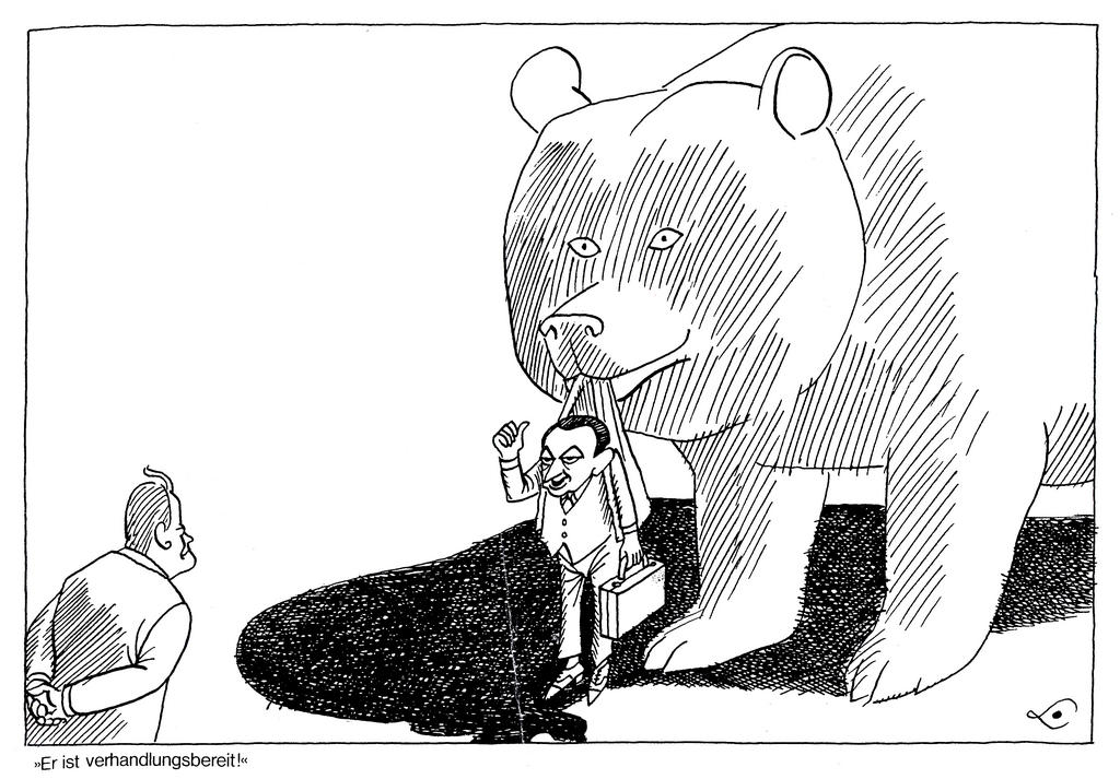 Caricature de Lang sur le rapprochement entre la RFA et l'URSS (27 mai 1970)