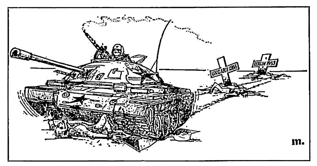 Cartoon on the invasion of Czechoslovakia (22 August 1968)