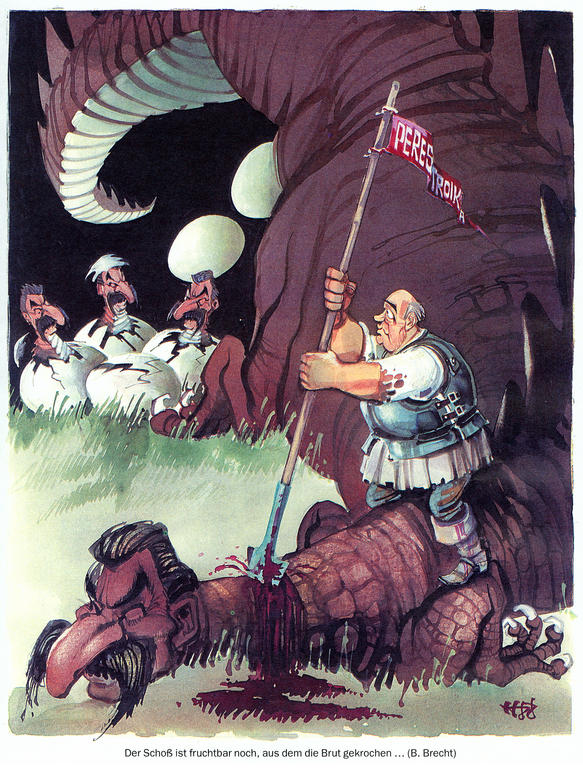 Caricature d'Haitzinger sur la perestroïka (Mars 1988)
