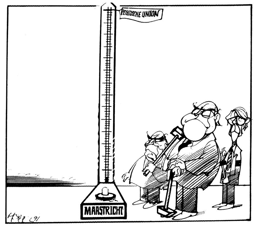Cartoon by Hanel on European political union (9 December 1991)
