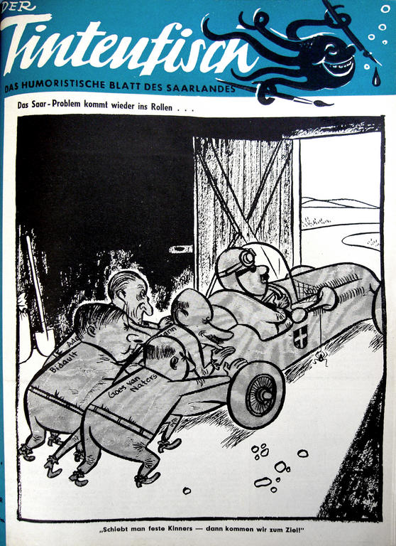 Karikatur zur Regelung der Saarfrage (Dezember 1953)