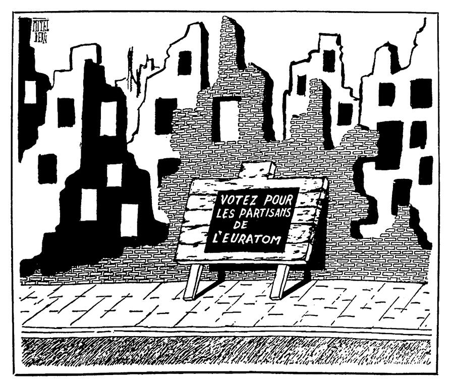Karikatur von Mitelberg zu Euratom (12. Januar 1957)