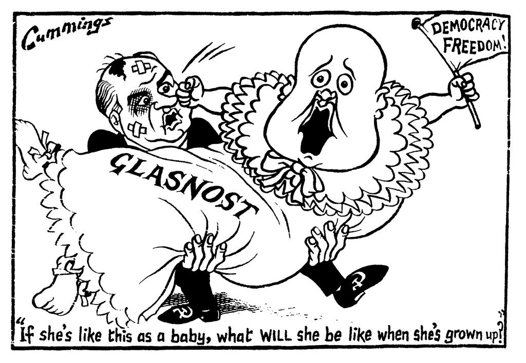 Cartoon by Cummings on glasnost (24 August 1988)