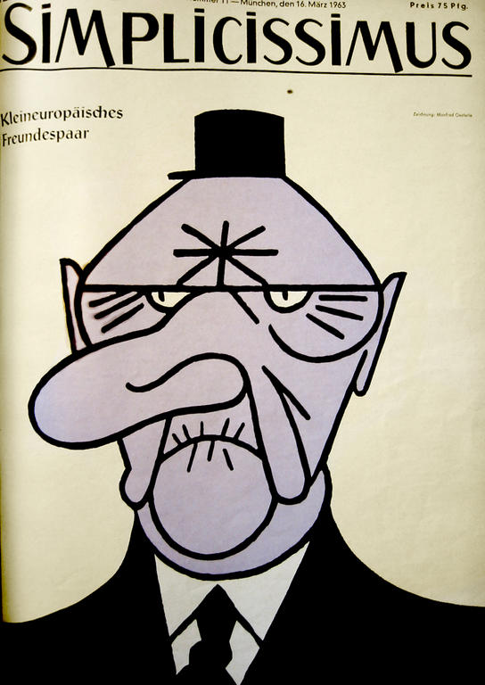 Caricature d'Oesterle sur le rapprochement franco-allemand (16 mars 1963)