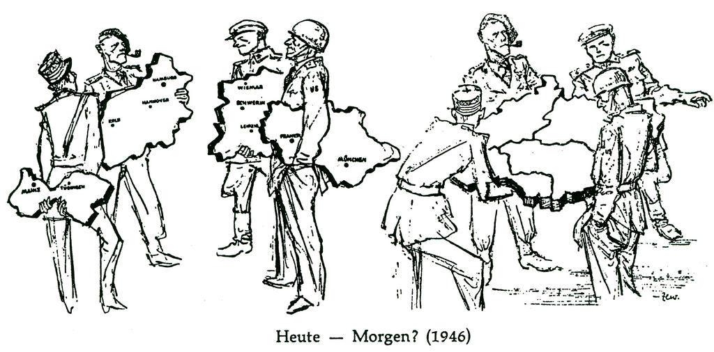 Caricature de Szewczuk sur l'occupation de l'Allemagne (1946)