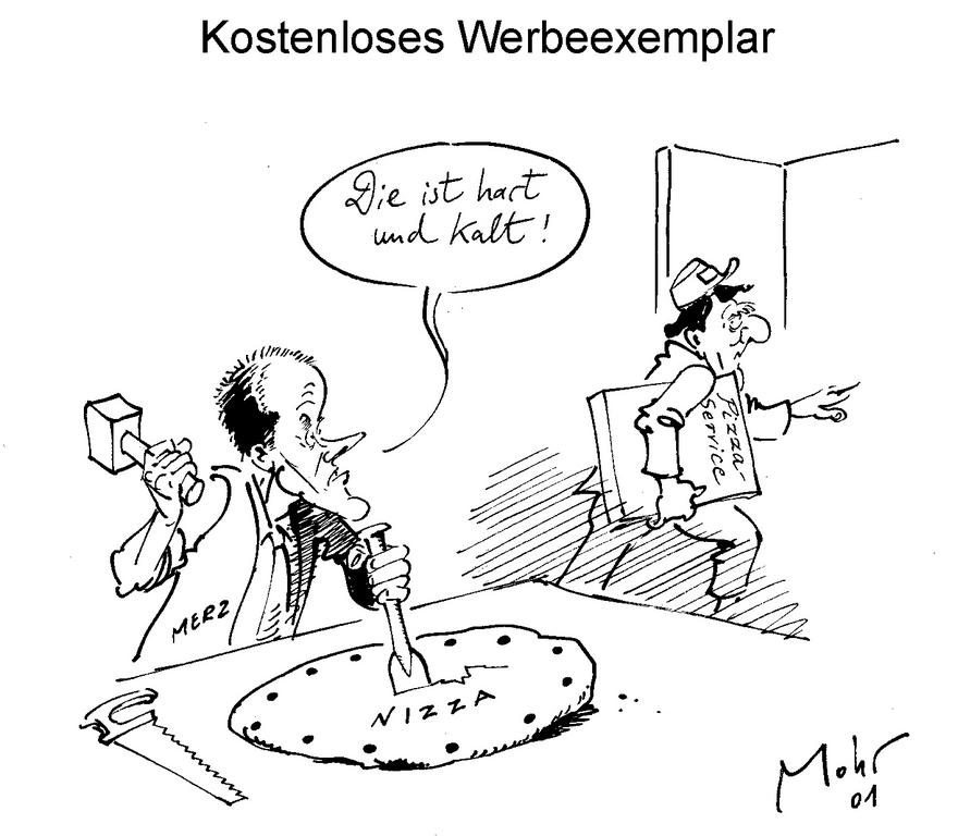Cartoon by Mohr on the reactions in German political circles to the outcome of the Nice European Council (19 January 2001)