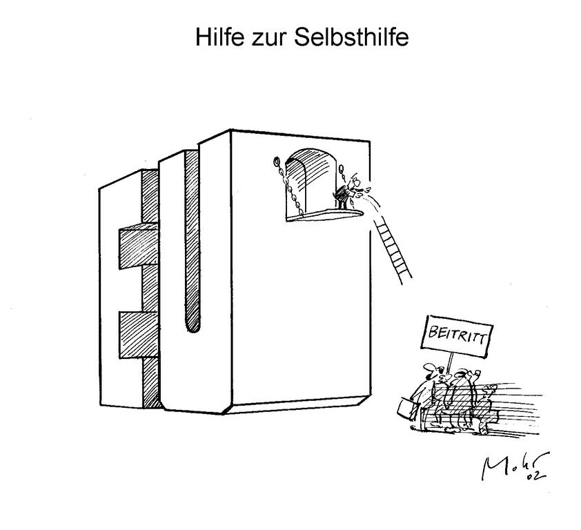 Cartoon by Mohr on the difficulties involved in the future enlargement of the EU (9 October 2002)